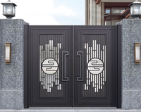 Portes en aluminium de style européen Porte de villa en aluminium Portes de jardin électriques Conception de gril Porte coulissante de cour en aluminium pour la maison