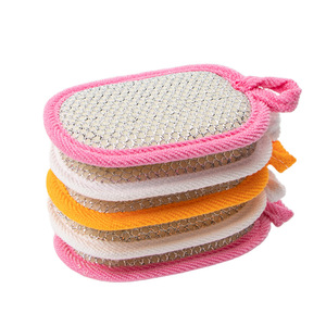 Éponge en loofah avec corde de suspension, bloc de nettoyage rectangulaire multi-usages pour casseroles et poêles, blanc, rose, orange - Product Image 2