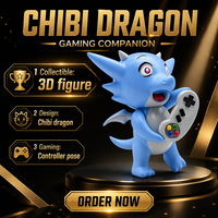 Figurine de collection Blue Dragon Game Controller en PVC, mini figurine décorative de bureau