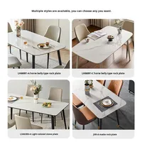 Table à manger en bois massif et dalle de pierre, style minimaliste et luxueux, avec plateau réglable, mobilier compact pour la maison, pour 4 à 6 personnes