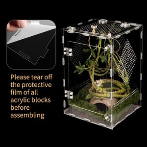 Akrilik sürüngen kutusu örümcekler, kurt örümcekler, Geckos, havalandırmalı Habitat, örümcek ve sürüngen teraryum atlama için uygun - Product Image 2