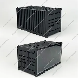 ブラックミリタリーコンテナディスプレイケースボックスミニビルディングブロックアクセサリープラスチックディスプレイボックス収納ボックス子供用ギフトおもちゃ