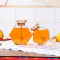 Pot en verre hexagonal pour miel, 4 oz, 8 oz, 12 oz, 16 oz, 100 ml, 180 ml, 280 ml, 380 ml, vente chaude
