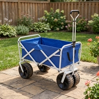 Chariot utilitaire pliable à quatre roues, chariot de camping, chariot à roulettes, cadre en acier, tissu Oxford, transport pour la plage et le jardin
