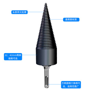 Fuxin Hardware Wood Splitting Auger <b>Bit</b> 32mm Shank 139mm Length For Masonry <b>Drilling</b> - Product Image 2