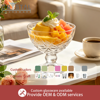 Glazen ijsbeker met gegraveerde ster, bulkverpakking, helder glas, geschikt voor fruit, yoghurt, dessert, voor bar, hotel, bruiloft, cadeauset