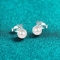 Boucles d'oreilles en argent S925 avec perles de moissanite, design croix, simples, pour femmes, bijoux de mariage et de fête, vente en gros, personnalisation