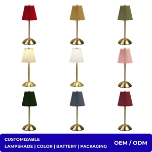 Portable Pleated Fabric Lampshade Rechargeable LED Table Lamp Cordless <strong>Touch</strong> Dimmable Night <strong>Light</strong> Factory Wholesale for Wedding - Product Image 1