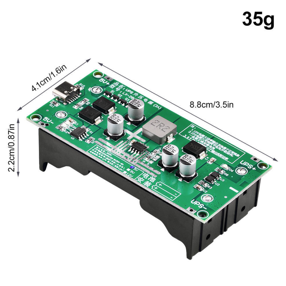 3A High Power 18650 Battery Boost Module - UPS Uninterruptible Power Supply