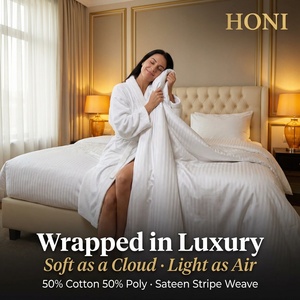 Ensemble de housse de couette en coton rayé toutes saisons 240TC respirant, emballage de vente au détail, taille Queen <span class=keywords><strong>et</strong></span> King - Product Image 4