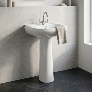 Round <b>Ceramic</b> Wash Hand Basin Pedestal Set Cera Porcelain Bathroom Sink Wall Mounted Full Pedestal Lavabo - Product Image 1