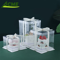 Haute boîte à gâteau en plastique transparente pour mariage populaire pâtisserie cadeau boulangerie gâteau affichage boîtes de papier
