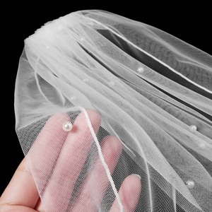 Elegante Velo da Sposa Semplice in Tulle <span class=keywords><strong>con</strong></span> Perle e Pettine, Accessorio <span class=keywords><strong>per</strong></span> <span class=keywords><strong>Capelli</strong></span> Fatto a Mano <span class=keywords><strong>per</strong></span> Matrimoni, Uso Quotidiano e Feste - Product Image 5