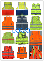 Gilet et vestes de sécurité réfléchissants pour hommes 100% polyester, multi-poches, fermeture éclair, vêtements haute visibilité