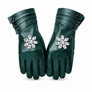Gants longs en cuir souple de qualité supérieure, thermiques, compatibles écran tactile, pour femme, hiver, cyclisme, pêche, doublure en soie, chauds, pour la conduite quotidienne - Product Image 2