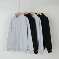 Nouvelle veste en molleton pour homme, col montant, double fermeture éclair, coupe ample, en coton 450g, automne/hiver