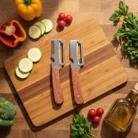 Antislip fruit- en groenteschiller, multifunctioneel, met roestvrijstalen mes, houten handvat en flesopener