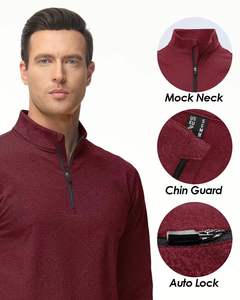 Premium hommes demi fermeture éclair pull sweat à manches longues chiné Golf chemise coton polaire doublure séchage rapide 1/4 personnalisé imprimé - Product Image 5