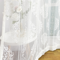 Voile brodé en polyester de haute qualité, voile transparent pour fenêtre, français, italien, blanc, rideau en dentelle, tissu 100% polyester