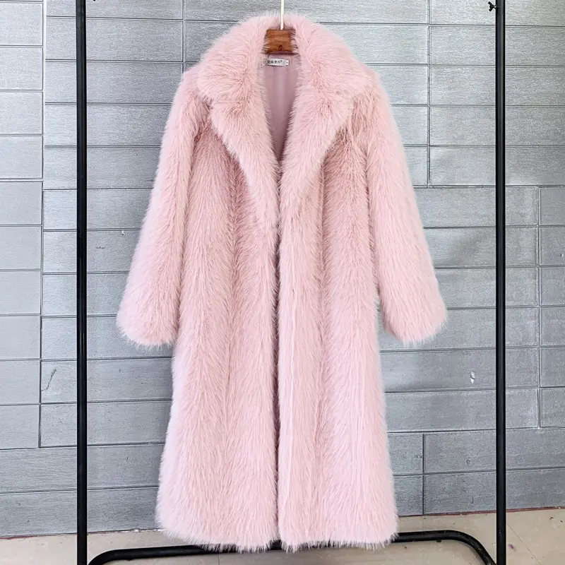 Winter 2023 New arrived women long sleeve faux fur jacket fashionable ladies long fur coat