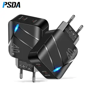 PSDA 3D 40W PD快速充电器2端口壁式充电快速充电手机适配器适用于iphone 15最大小米12华为三星