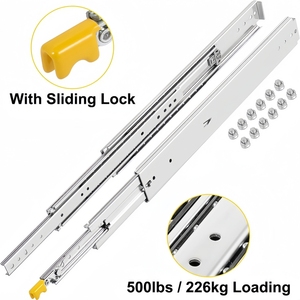 Tirador de cajón de escalera de gabinete de cerradura Industrial Goodcen 51 guía de rodamiento de riel deslizante de servicio pesado ancho tres diapositivas de cajón extendidas - Product Image 5