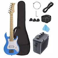 30 Inch Electric Guitar with Maple Neck and Solid Wood Body Glossy Finish 5 Digital Amplifier Accessories for Children