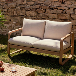 Divano da Esterno per Giardino e Patio a Due Posti in Legno Massello con Cuscino Naturale - <span class=keywords><strong>Nisa</strong></span> - Product Image 6