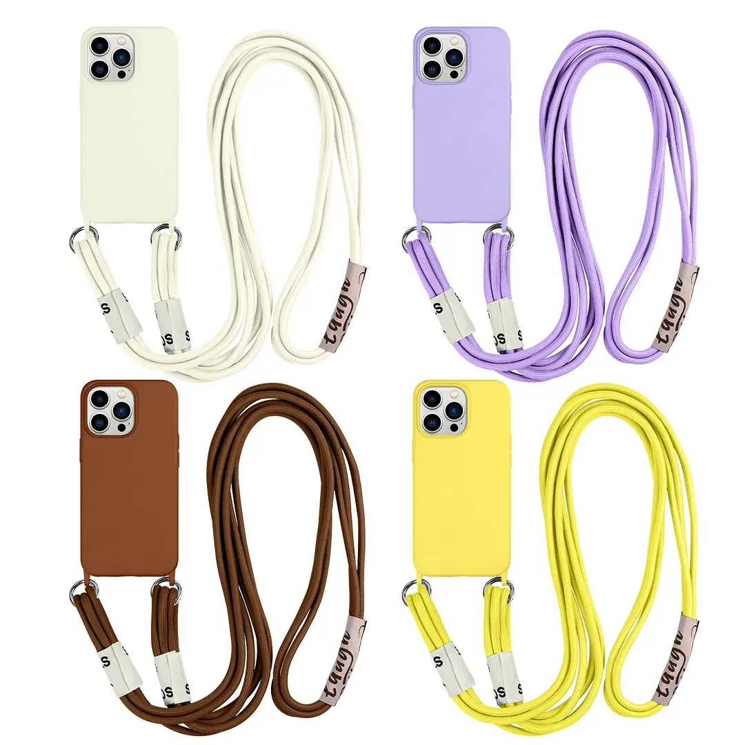Crossbody Mobile Phone Cases for iPhone 13 Pro Max 12 11 Cord Sling Strap Silicone Cover for iPhone 14 Necklace Belt Phone Case