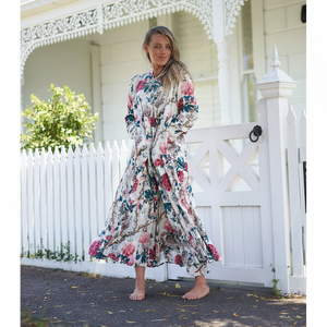 ชุดเดรสแม็กซี่ผ้าฝ้ายลายดอกไม้, ชุดเดรสกิโมโนโบฮีเมียนเดรสชายหาดน้ำหนักเบาเหมาะสำหรับเป็นของขวัญครบรอบวันเกิดของเธอ - Product Image 1