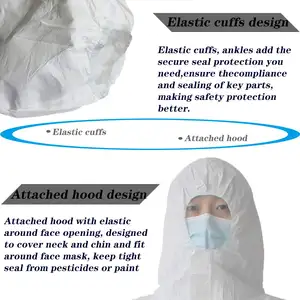 Wholesale Disposable Non-Woven Logo SMS Coverall Waterproof Type 5 6 Disposable Coverall For Men Safety Cloths