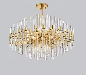 Zeal Lighting Modern Luxury Gold Crystal tube Chandelier Lámpara colgante para sala de estar - Product Image 3