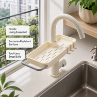 Support de robinet antidérapant et peu encombrant pour l'évier de salle de bain, organisateur pour éponge et savon de cuisine