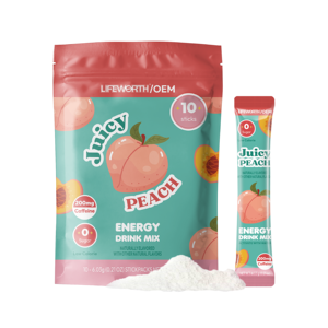 LIFEWORTHエナジードリンクパウダー天然200mgカフェインゼロシュガープレワークアウト性能オンザゴードリンクミックスビオチンBビタミン - Product Image 1