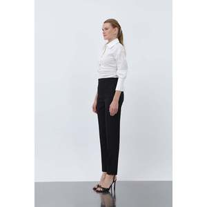 Puane Women's Modern Carrot Cut Trousers with Tapered Leg, Stylish Black Office & Casual <b>Pants</b> for Daily Wear - Product Image 4