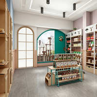 Conception d'intérieur haut de gamme pour animalerie : Vitrine LED en bois sur mesure et comptoir de caisse pour magasin d'articles pour chats et chiens