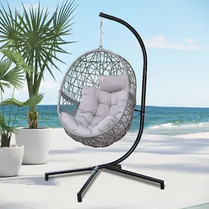 Columpio de ratán para patio exterior, silla colgante de mimbre con forma de huevo, gran oferta