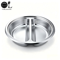 Plat de service rond en acier inoxydable 201 de 39 cm de diamètre, capacité 6 L, avec compartiments perforés pour buffet, chauffe-plats durable