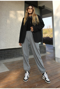Pantalons de survêtement longs avec logo personnalisé, pantalons de survêtement pour femmes, pantalons décontractés gris, bloomers, nouveaux pour l'automne et l'hiver - Product Image 5