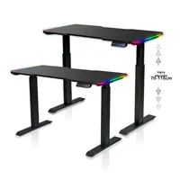 Bureau d'ordinateur de jeu en métal réglable en hauteur avec éclairage LED RVB, surface en fibre de carbone, levage intelligent - Vente en gros