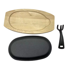 Plaque <span class=keywords><strong>de</strong></span> cuisson classique écologique pour <span class=keywords><strong>fruits</strong></span> <span class=keywords><strong>de</strong></span> <span class=keywords><strong>mer</strong></span>, steaks, fajitas, en fonte antiadhésive à base plate, compatible gaz et induction, avec planche à découper - Product Image 4