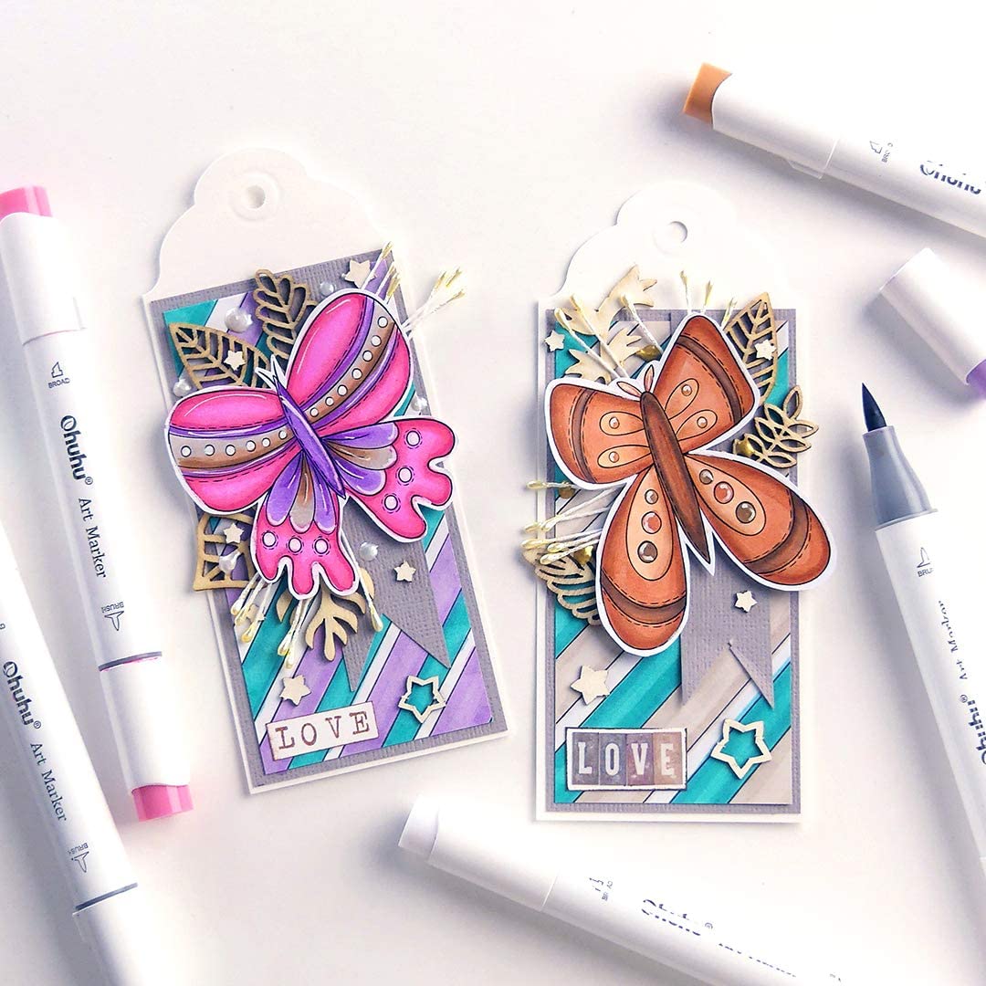 Ohuhu120ユニークな色アルコールアートマーカーセットブラシ