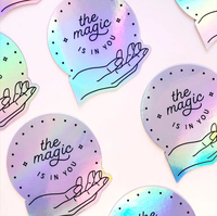 Autocollants holographiques découpés sur mesure - Décalcomanies en vinyle irisé arc-en-ciel pour le gaming, l'emballage e-commerce et la décoration personnelle