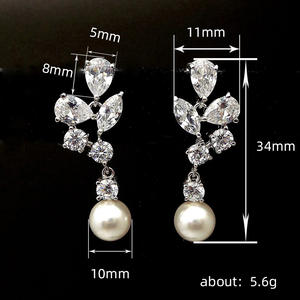 Elegantes Pendientes de Perlas Blancas en Oro Blanco, Plata 925 con Baño de Rodio, Joyería Clásica de Boda para Mujer - Product Image 5