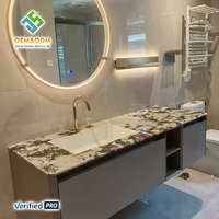 Ensemble de meubles de salle de bain OEM moderne en bois massif avec double vasque, robinet, miroir étanche, égouttoir en cuivre, fixation murale, pour chambre et entrepôt