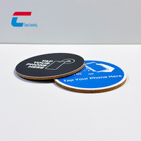 Posavasos NFC de Corcho y Madera Personalizados, Redondos y Cuadrados, NTAG213 215 216, para Menú Digital