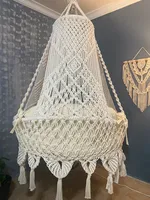Fauteuil suspendu en macramé XXL style bohème pour intérieur, véranda ou chambre