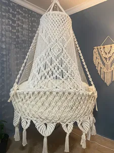 Fauteuil suspendu en macramé <span class=keywords><strong>XXL</strong></span> style bohème pour intérieur, véranda ou chambre - Product Image 4
