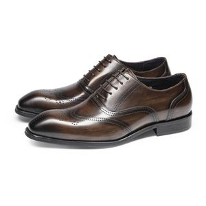 High Quality Classic British Casual Genuine Leather Formal Men's Business Office Oxford Lace-up <b>Pointed</b> Toe Lightweight - Product Image 6