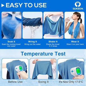 Serviettes rafraîchissantes Sukeen, lot de 4 (forme rectangulaire 40x12 pouces), microfibre douce et respirante pour le yoga, le sport, la course à pied, la gym, le camping, la remise en forme - Product Image 4